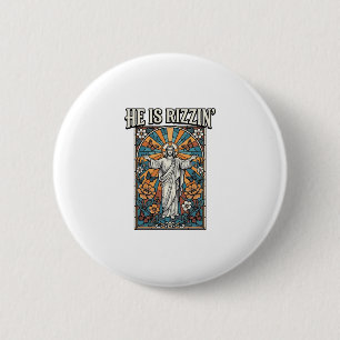Er ist Rizzin Vintage Ostern Buntglas-Shirt De Button