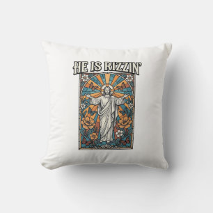 Er ist Rizzin Vintage Ostern Buntglas-Shirt De Kissen
