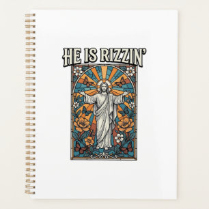 Er ist Rizzin Vintage Ostern Buntglas-Shirt De Planer