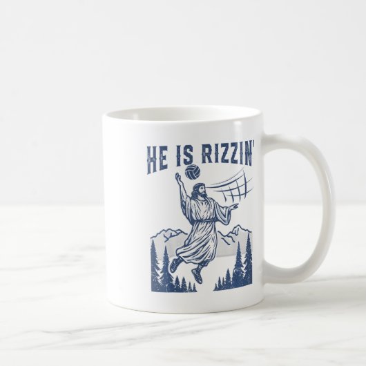 Er ist Rizzin Volleyball Jesus glücklichen Ostern  Kaffeetasse (Rechts)