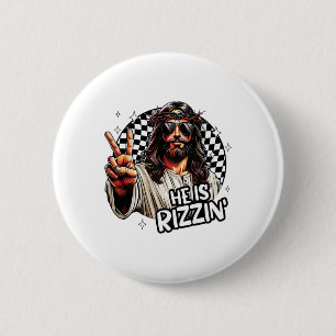Er ist Rizzins Jesus Christlich glückliche Osterja Button