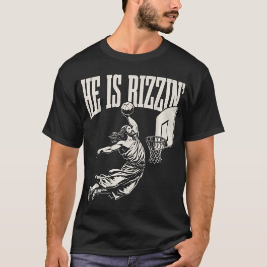 Er ist Rizzins Jesus, der Basketball spielt T-Shirt (Vorderseite)