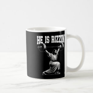 Er ist Rizzins Jesus Weightheber Schnaps sauber un Kaffeetasse