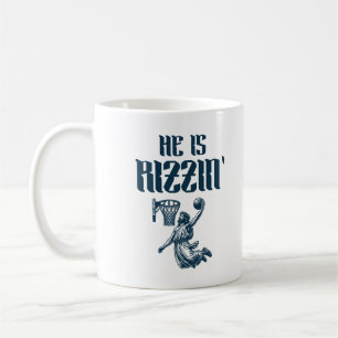 Er ist Rizzins lustiger Jesus Basketball Meme Kaffeetasse