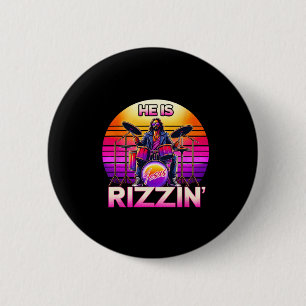 Er ist Rizzinsus Jesus hat Rizzen Retro Christlich Button
