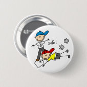 Er ist sicher Baseball-Button Button (Vorne & Hinten)