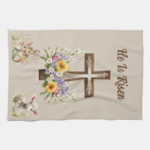 Er ist vom Kreuz verschont Geschirrtuch (Horizontal)