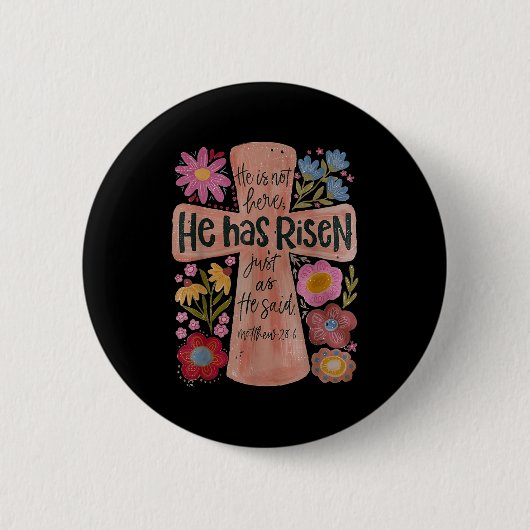 Er ist zu Christlichen Ostern Boho Floral Button (Vorderseite)