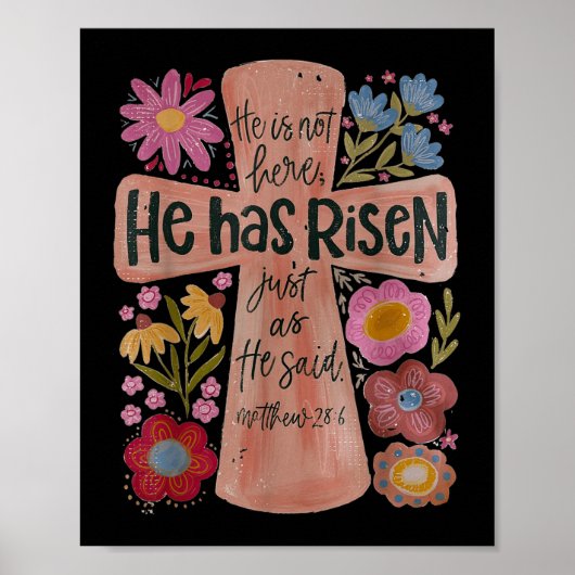 Er ist zu Christlichen Ostern Boho Floral Poster (Vorne)