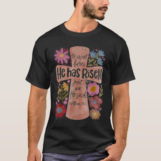 Er ist zu Christlichen Ostern Boho Floral T-Shirt (Vorderseite)