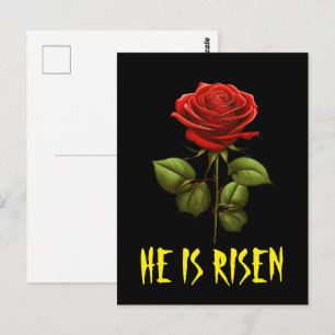 Er ist zu Ostern 28:6 Rote Rose Risen Matthew Postkarte