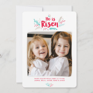 Er ist zu Ostern 4 Foto Flat Card Einladung
