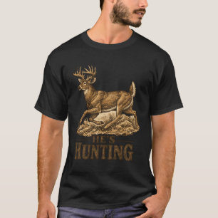 Er jagt Camo Retro Weißwedelhirsch Bock Hirsch M T-Shirt