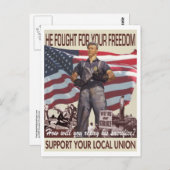 Er kämpfte für Ihre Freiheit -- Pro-Gewerkschaft Postkarte (Vorne/Hinten)