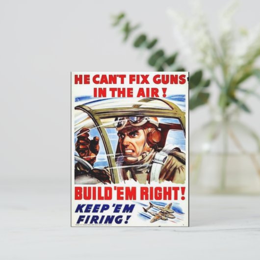 Er kann keine Waffen in der Luft reparieren Postkarte (Stehend Vorderseite)