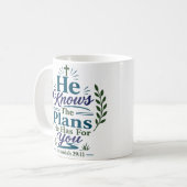 Er kennt die Pläne, die er für dich hat, christlic Kaffeetasse (Vorderseite Links)