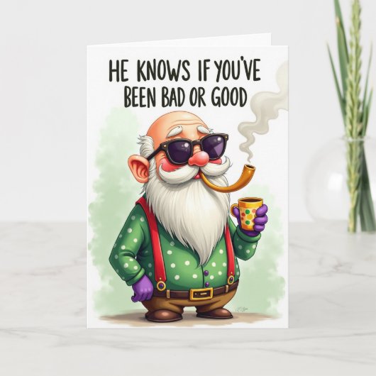 Er kennt schlechte oder gute Weihnachtskarte Karte (Vorderseite)