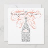 Er knallte die Frage - Silber u. Pfirsich Einladung (Vorderseite)