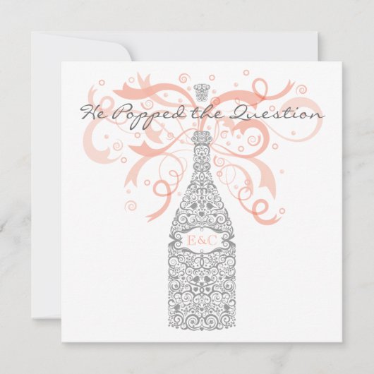 Er knallte die Frage - Silber u. Pfirsich Einladung (Vorderseite)