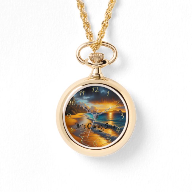 ER KOMMT BALD AUF DEN Christlichen Zwergmeer Armbanduhr (Vorderseite)