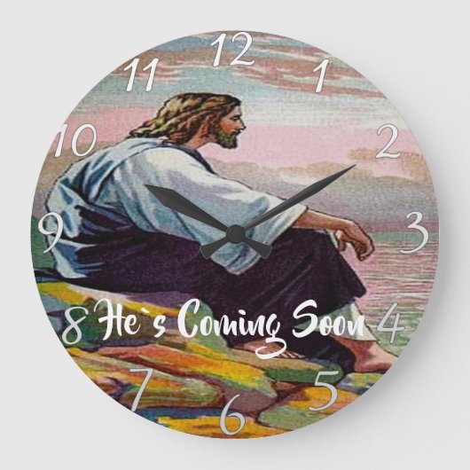 ER KOMMT BALD Christlicher Glaube Große Wanduhr (Vorderseite)