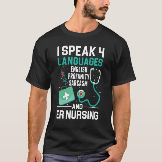 ER Krankenpflege ich spreche 4 Sprachen Notfallver T-Shirt (Vorderseite)
