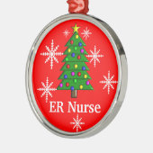 Er-Krankenschwester-Weihnachtsbaum-Verzierung Silbernes Ornament (Links)