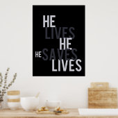 Er lebt. Er Rette. Poster (Küche)