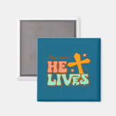 Er lebt Kreuz Frohe Ostern Ostern Magnet (Vorderseite/Rückseite)
