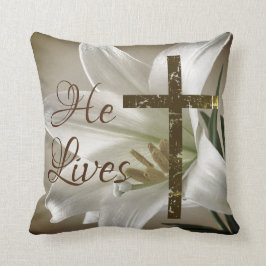 Er lebt mit Kreuz und LilienOstern Kissen