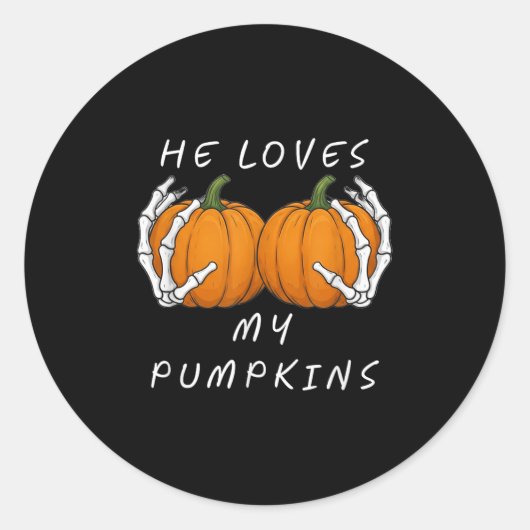 Er Liebe mein Pumkin Halloween Funny Couple Matchi Runder Aufkleber (Vorderseite)