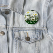 Er Liebe mich! Knöpfe Weiße Blume, Mädels Button (Beispiel)