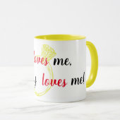 "Er Liebe mich" Verlobung Tasse (VorderseiteRechts)