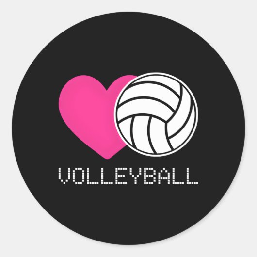 Er Liebe Volleyball Runder Aufkleber (Vorderseite)
