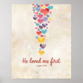 Er liebte mich zuerst - 1 John 4:19 Wasserfarbenhe Poster (Vorne)