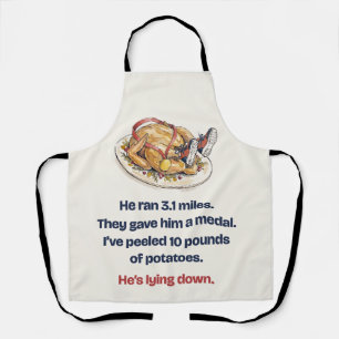 Er lief den Truthahn-Trott-Fun-Lachendes Thanksgiv Schürze
