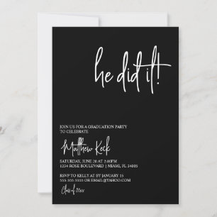 Er lud zur Graduiertenparty ein Einladung