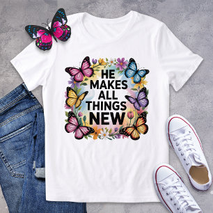 Er macht alles Neues Schmetterlingsstift-Shirt Tri-Blend Shirt