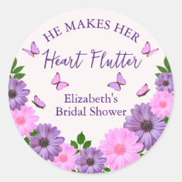 Er macht ihr Herz-Flattern-Brautparty Runder Aufkleber