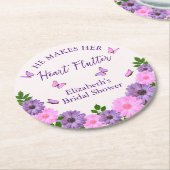 Er macht ihr Herz-Flattern-Brautparty Runder Pappuntersetzer (Angewinkelt)