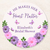 Er macht ihr Herz-Flattern-Brautparty Runder Pappuntersetzer (Vorderseite)