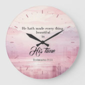 "Er machte alles schön" Wasserfarbe Sonnenuntergan Große Wanduhr (Vorderseite)