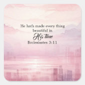 Er machte alles schöne Aquarell Sonnenuntergang Quadratischer Aufkleber (Vorderseite)