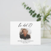 Er machte das blaue moderne Foto Abschluss Postkar Postkarte (Stehend Vorderseite)