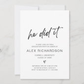 Er machte es Abschluss Foto Einladung (Vorderseite)