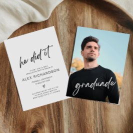 Er machte es Abschluss Foto Einladung