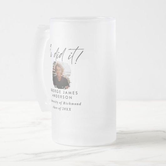 Er machte es Drehbuch-Foto-Graduiertenparty  Mattglas Bierglas (Vorderseite Links)