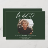 Er machte es mit einem grünen, modernen Foto Absch Einladung (Vorne/Hinten)