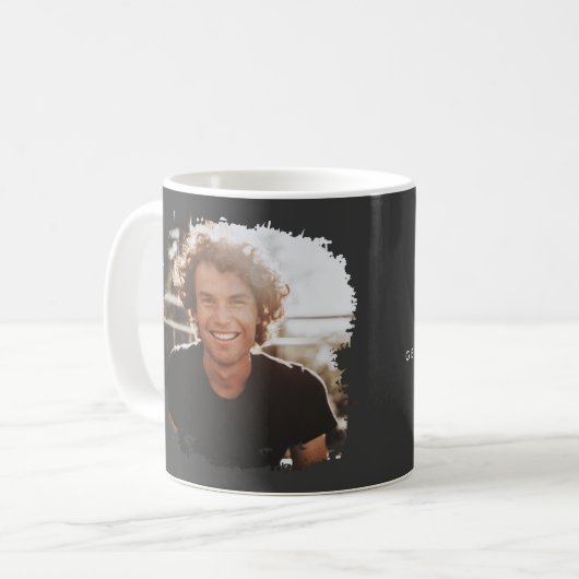 Er machte es mit einem modernen Script Foto Abschl Kaffeetasse (Vorderseite Links)