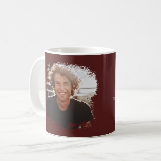 Er machte es moderne Skript Foto Abschluss burgund Kaffeetasse (Vorderseite Links)